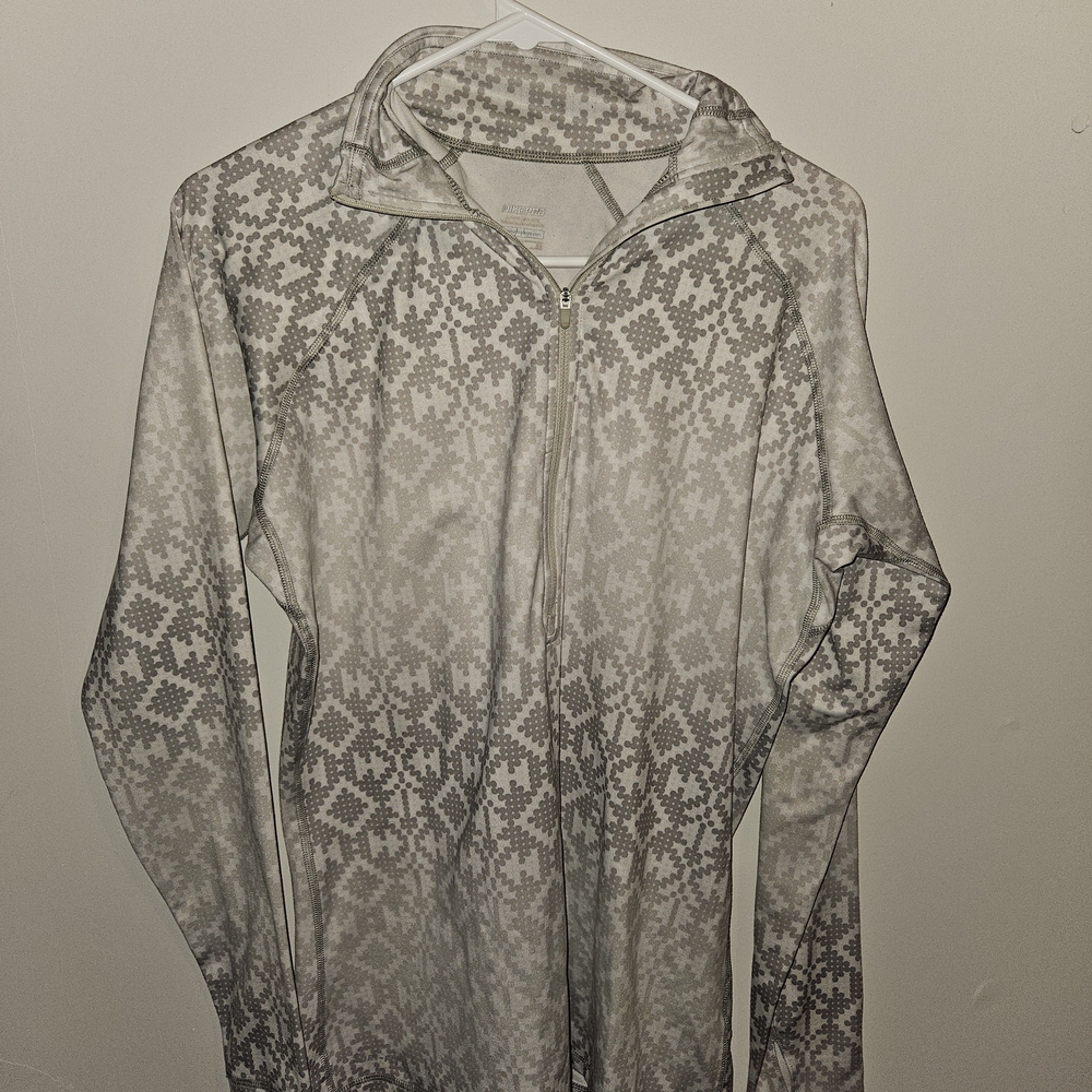 Nike Pro Light Gray Patterned Jacket - image 1